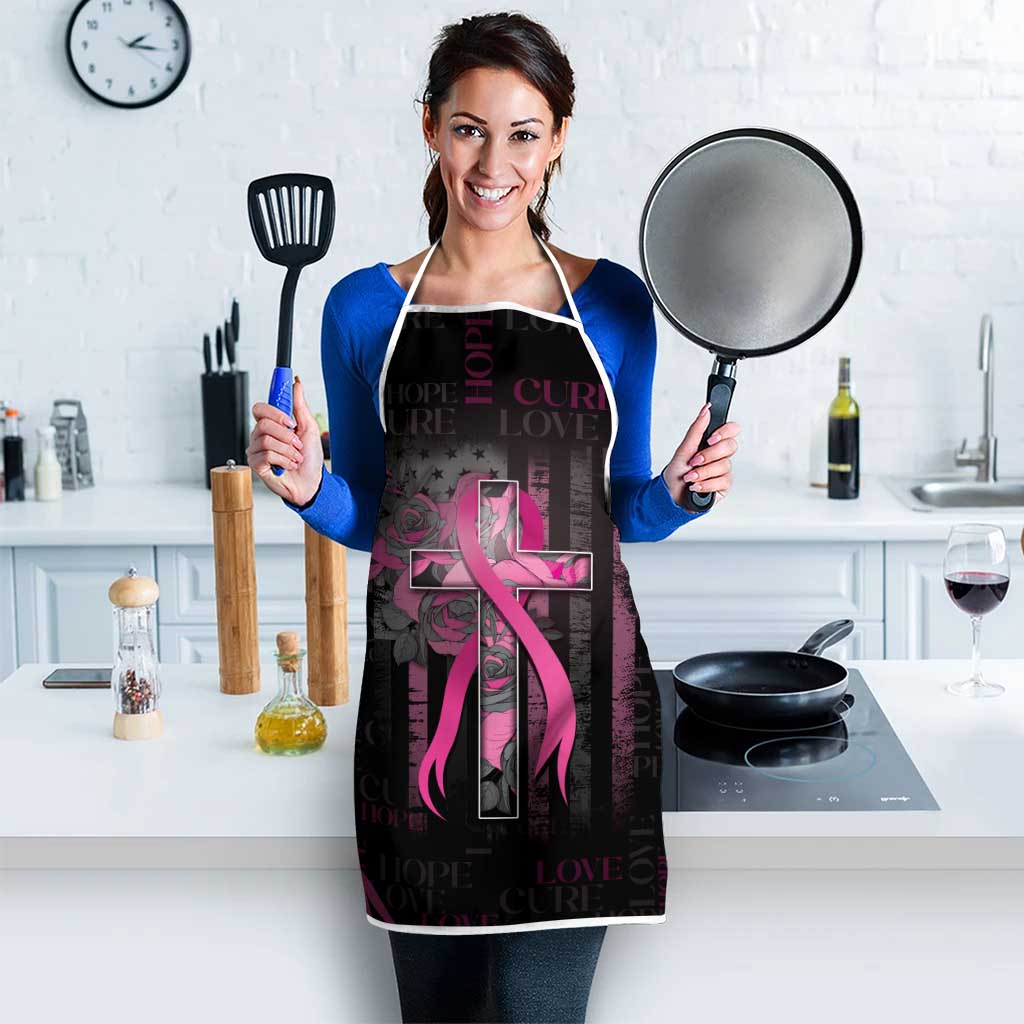 American Breast Cancer Apron Hope And Cure Cross - Wonder Print Shop