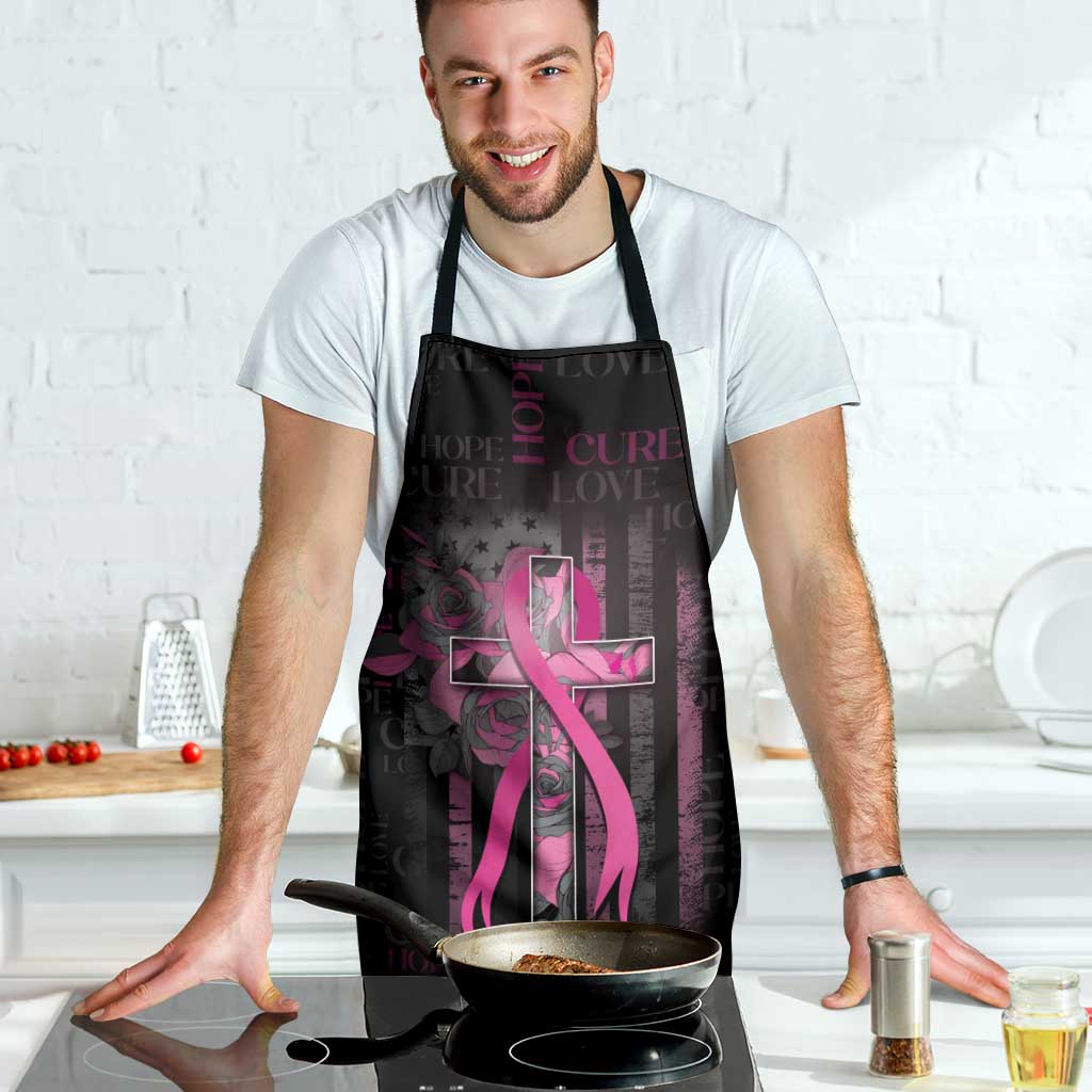 American Breast Cancer Apron Hope And Cure Cross - Wonder Print Shop