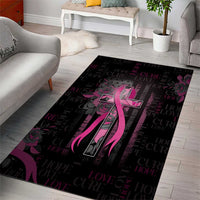 American Breast Cancer Area Rug Hope And Cure Cross - Wonder Print Shop