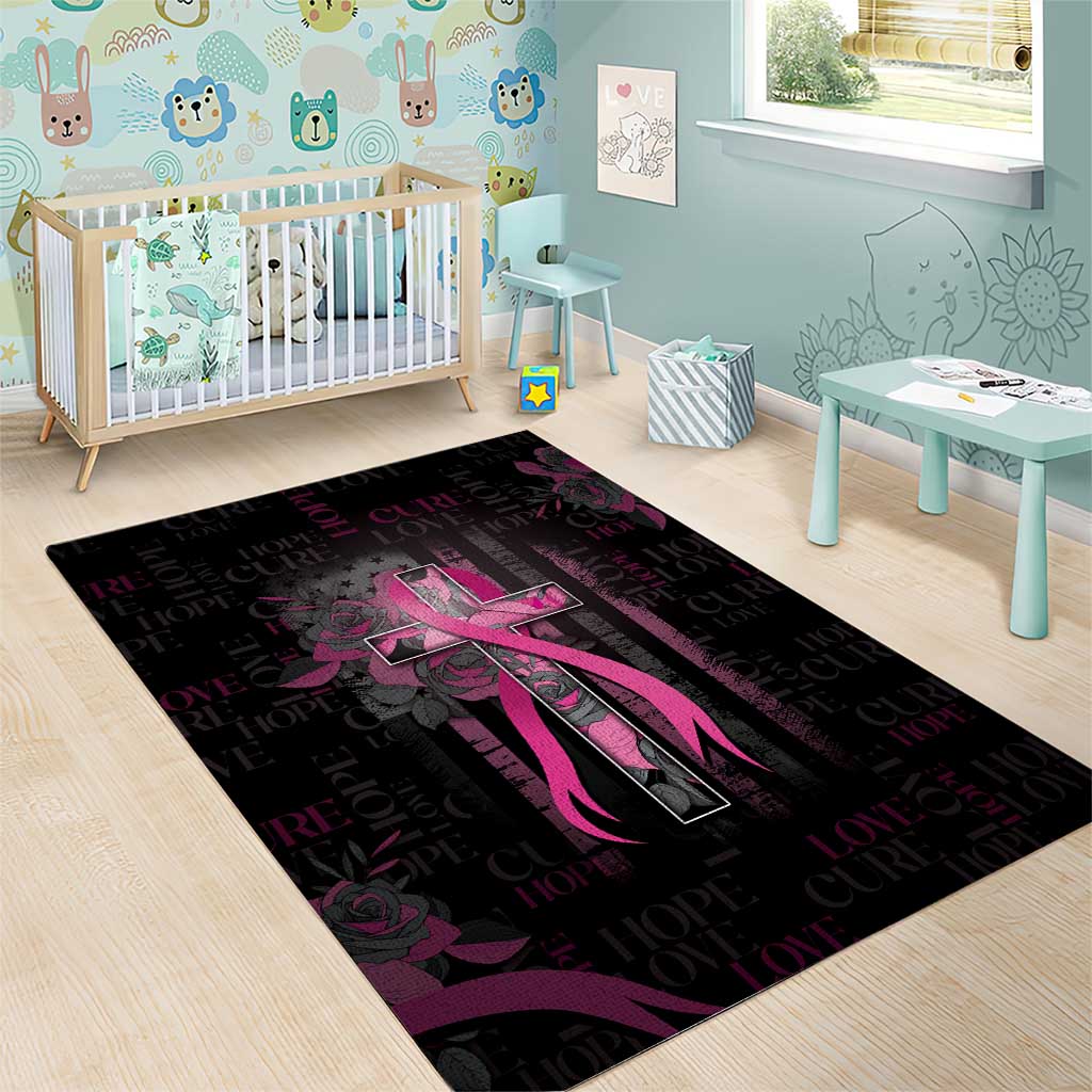 American Breast Cancer Area Rug Hope And Cure Cross - Wonder Print Shop