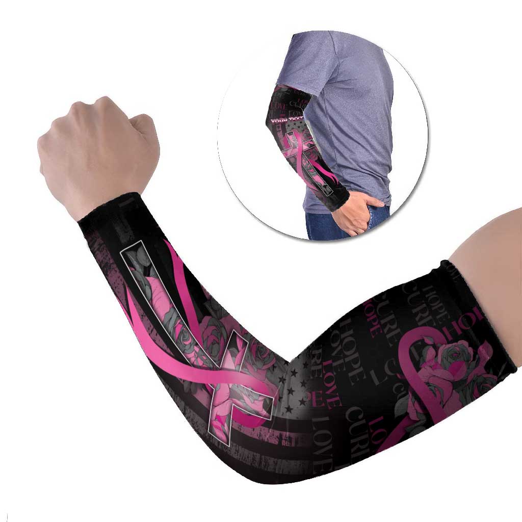 Personalized American Breast Cancer Arm Sleeves Hope And Cure Cross - Wonder Print Shop