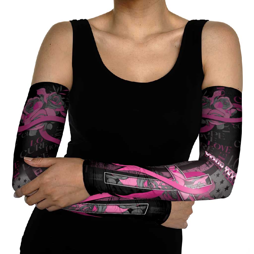 Personalized American Breast Cancer Arm Sleeves Hope And Cure Cross - Wonder Print Shop