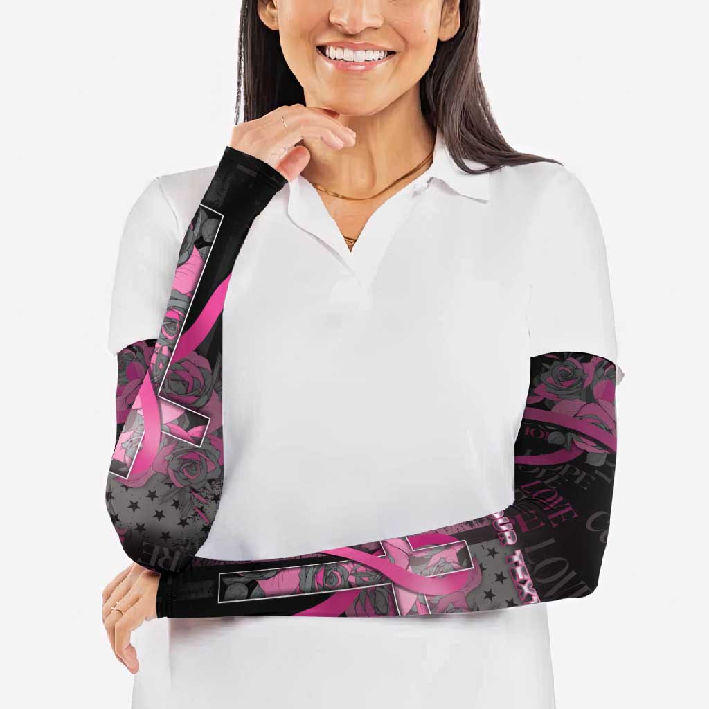 Personalized American Breast Cancer Arm Sleeves Hope And Cure Cross - Wonder Print Shop