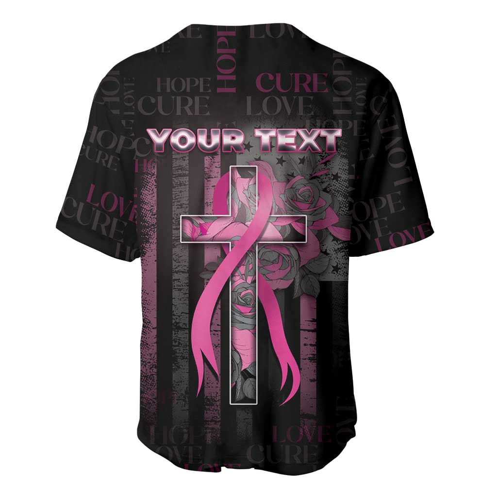 Personalized American Breast Cancer Baseball Jersey Hope And Cure Cross - Wonder Print Shop