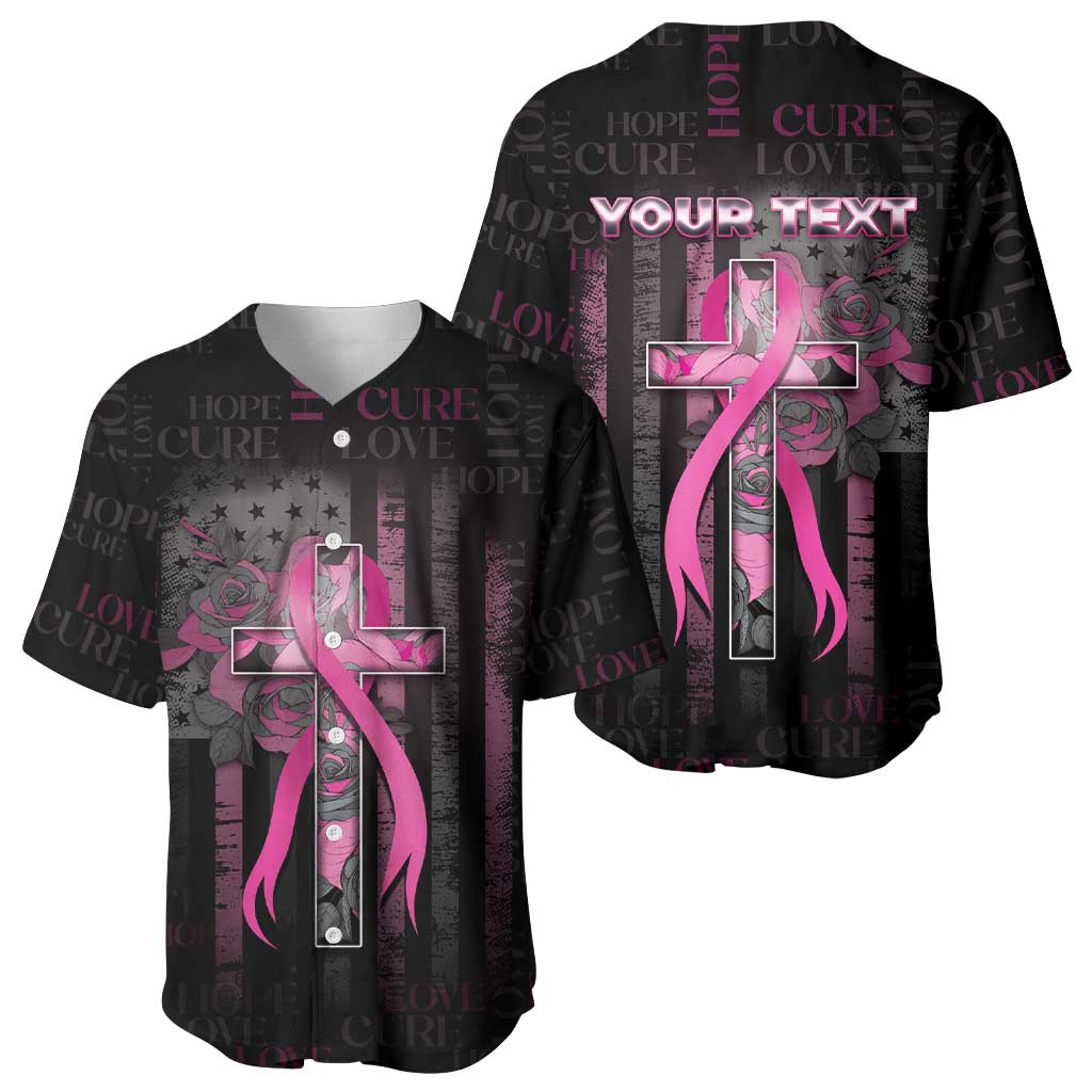 Personalized American Breast Cancer Baseball Jersey Hope And Cure Cross - Wonder Print Shop