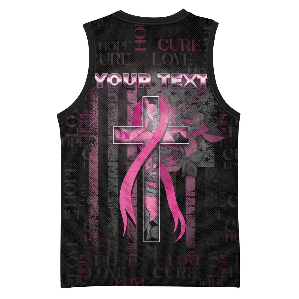 Personalized American Breast Cancer Basketball Jersey Hope And Cure Cross - Wonder Print Shop