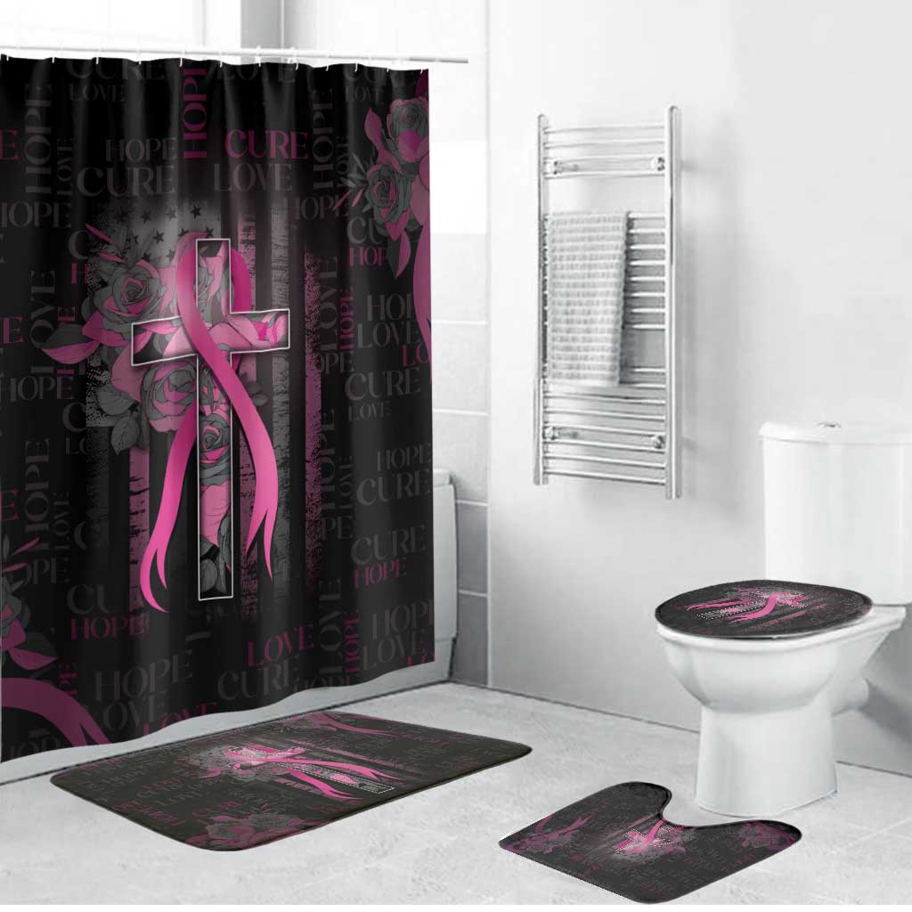 American Breast Cancer Bathroom Set Hope And Cure Cross - Wonder Print Shop