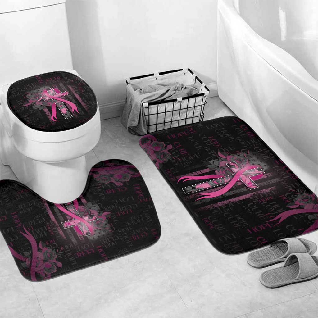 American Breast Cancer Bathroom Set Hope And Cure Cross - Wonder Print Shop