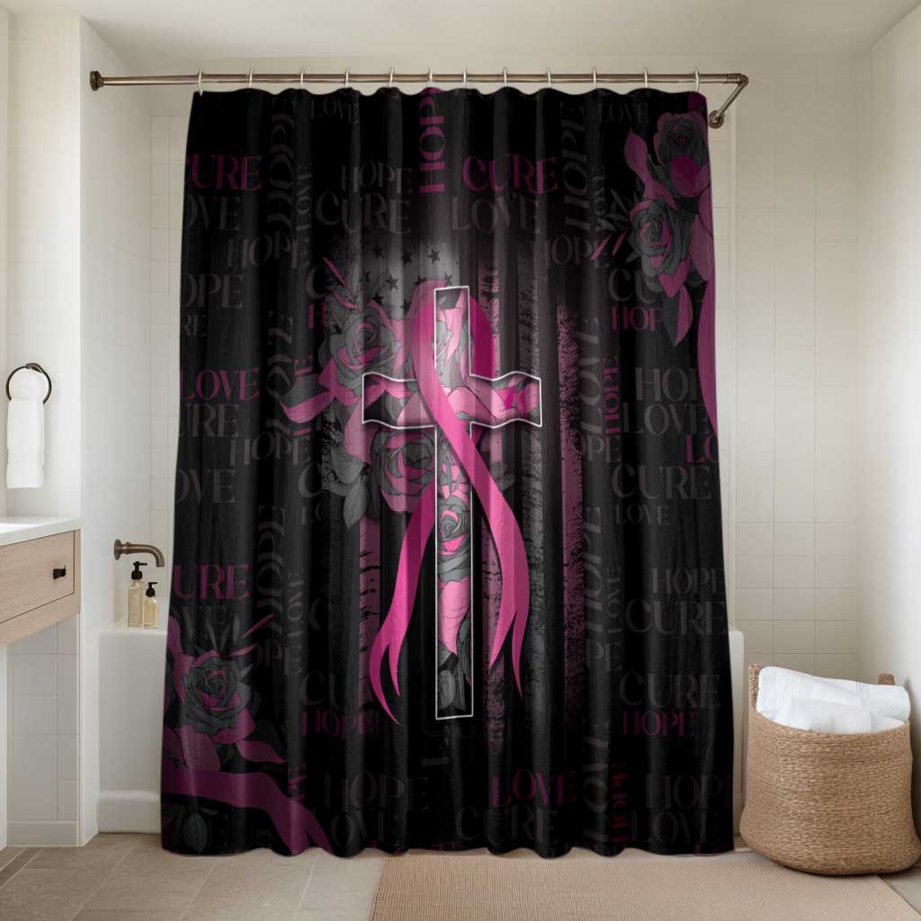 American Breast Cancer Bathroom Set Hope And Cure Cross - Wonder Print Shop