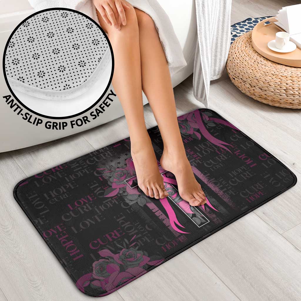 American Breast Cancer Bathroom Set Hope And Cure Cross - Wonder Print Shop