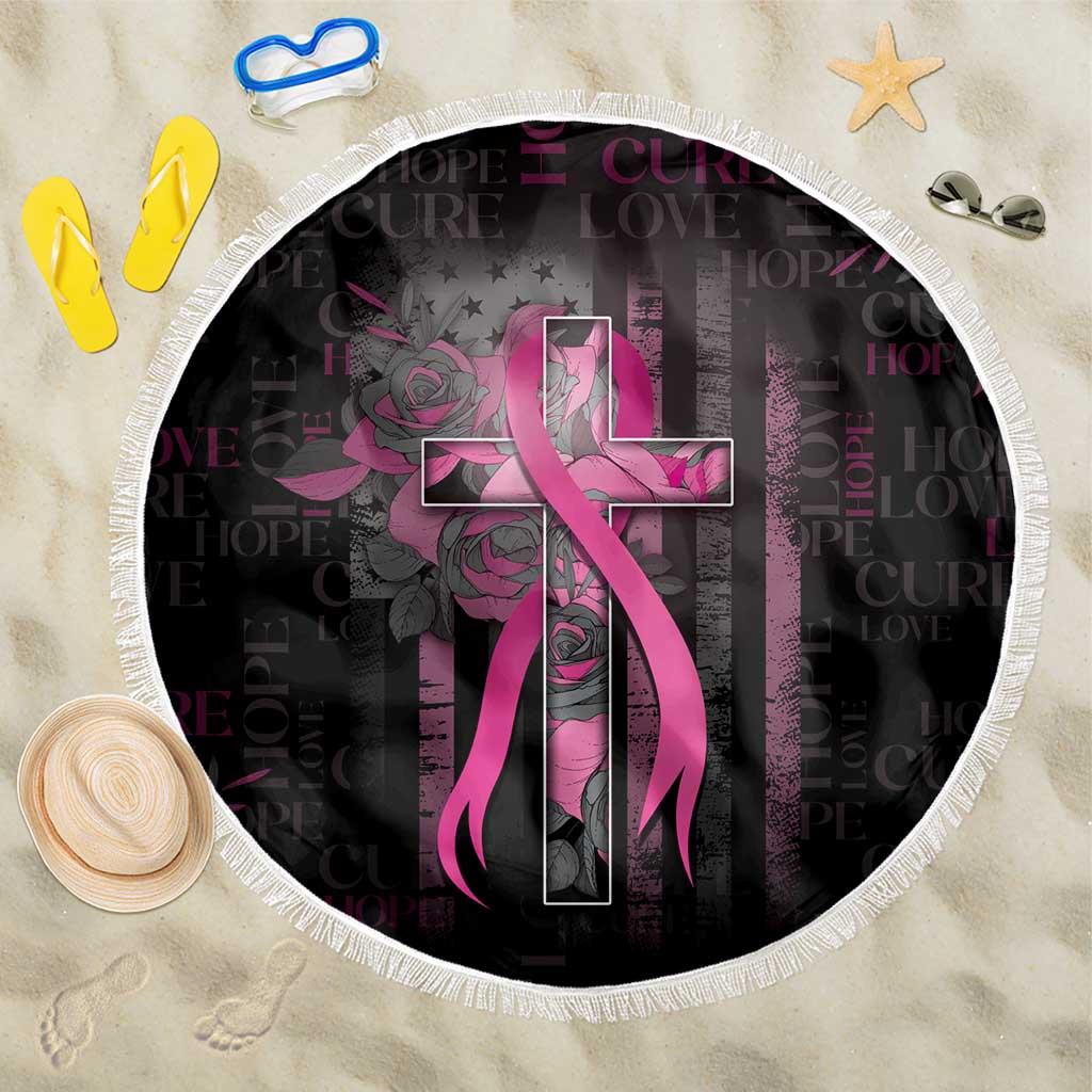 American Breast Cancer Beach Blanket Hope And Cure Cross - Wonder Print Shop