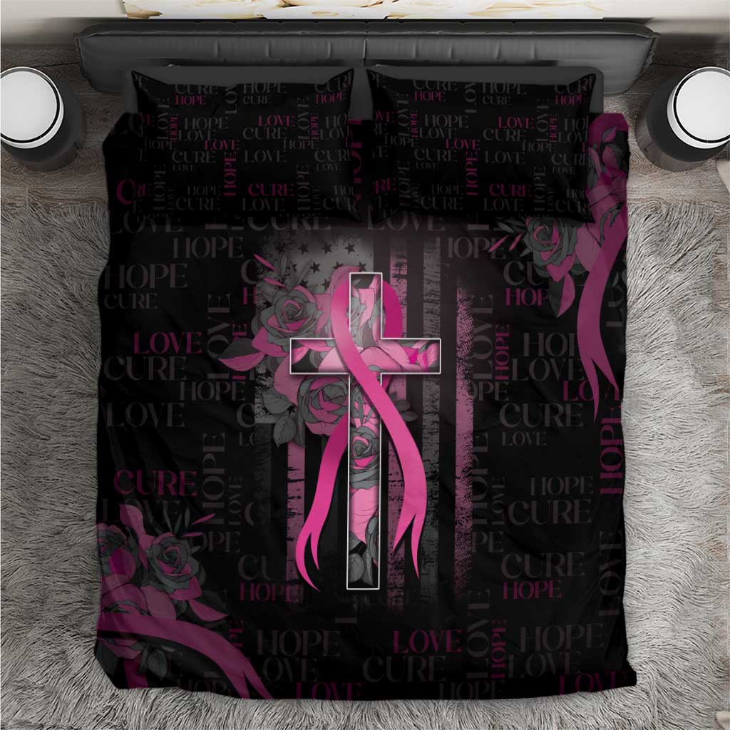 American Breast Cancer Bedding Set Hope And Cure Cross - Wonder Print Shop