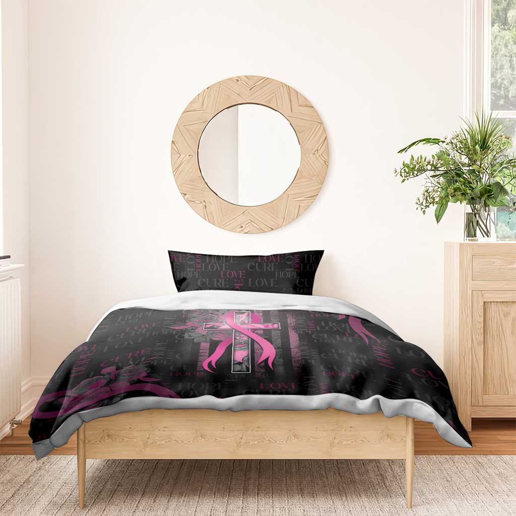 American Breast Cancer Bedding Set Hope And Cure Cross - Wonder Print Shop