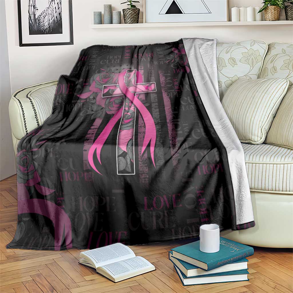 American Breast Cancer Blanket Hope And Cure Cross - Wonder Print Shop