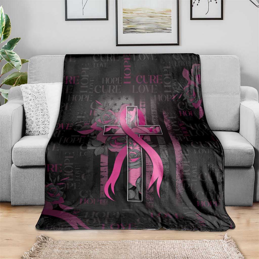 American Breast Cancer Blanket Hope And Cure Cross - Wonder Print Shop