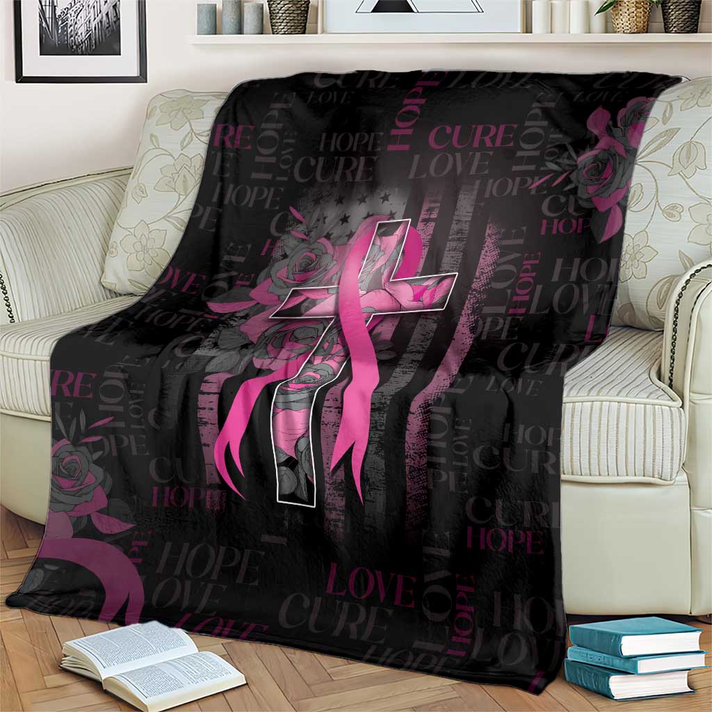 American Breast Cancer Blanket Hope And Cure Cross - Wonder Print Shop