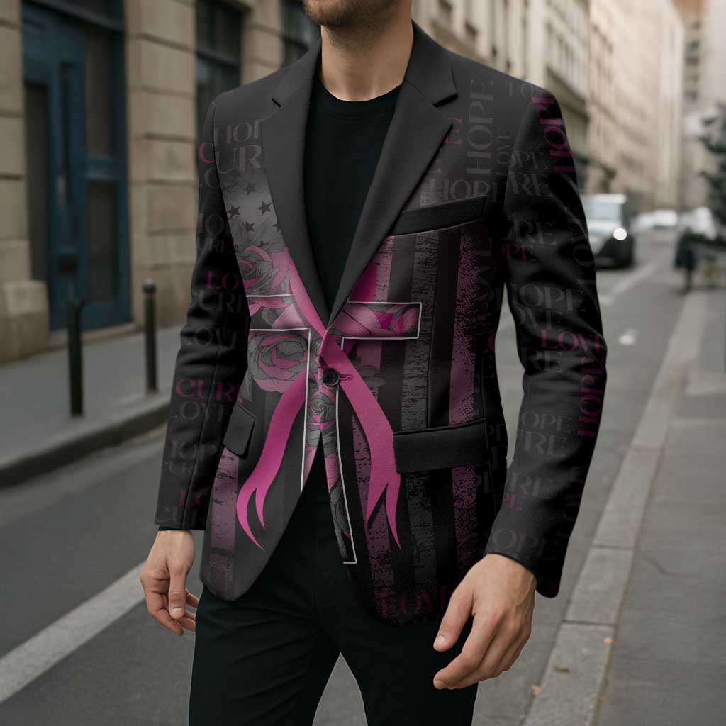 Personalized American Breast Cancer Blazer Hope And Cure Cross - Wonder Print Shop