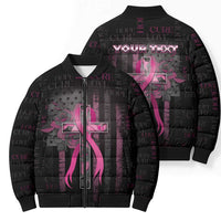 Personalized American Breast Cancer Bomber Puffer Jacket Hope And Cure Cross - Wonder Print Shop