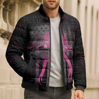 Personalized American Breast Cancer Bomber Puffer Jacket Hope And Cure Cross - Wonder Print Shop