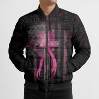 Personalized American Breast Cancer Bomber Puffer Jacket Hope And Cure Cross - Wonder Print Shop