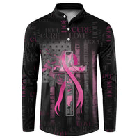 Personalized American Breast Cancer Button Sweatshirt Hope And Cure Cross - Wonder Print Shop