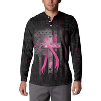 Personalized American Breast Cancer Button Sweatshirt Hope And Cure Cross - Wonder Print Shop