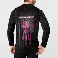 Personalized American Breast Cancer Button Sweatshirt Hope And Cure Cross - Wonder Print Shop
