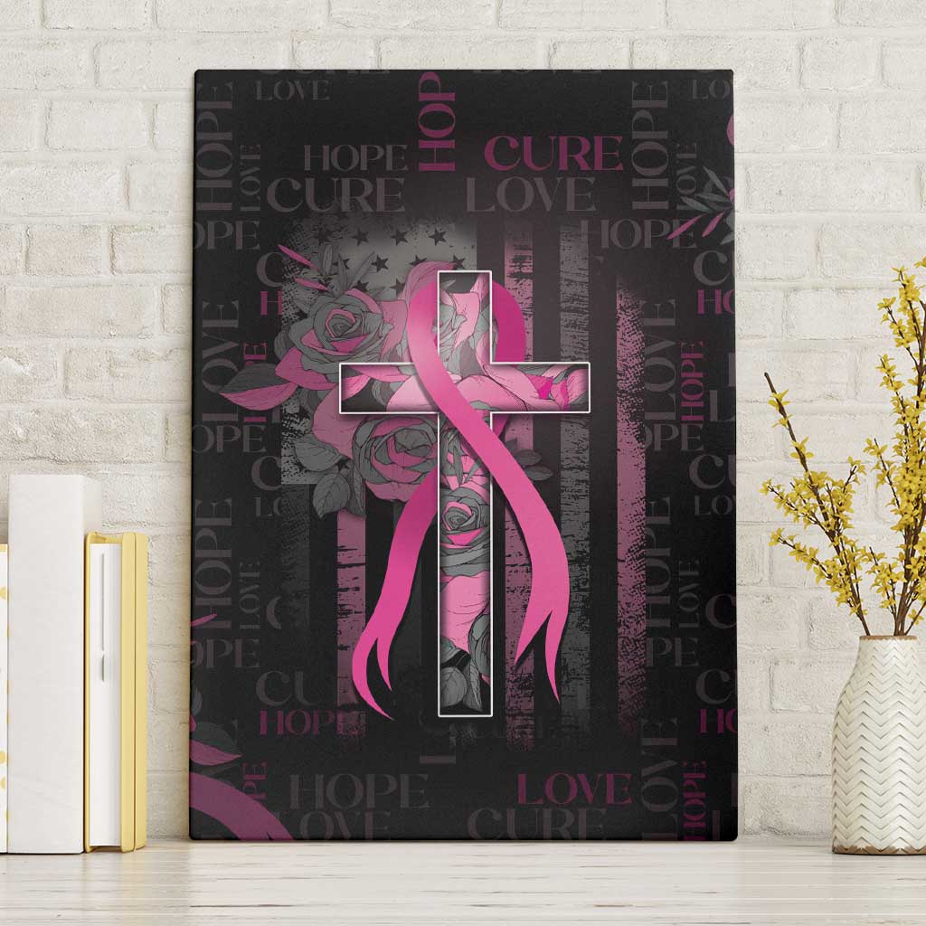 American Breast Cancer Canvas Wall Art Hope And Cure Cross - Wonder Print Shop