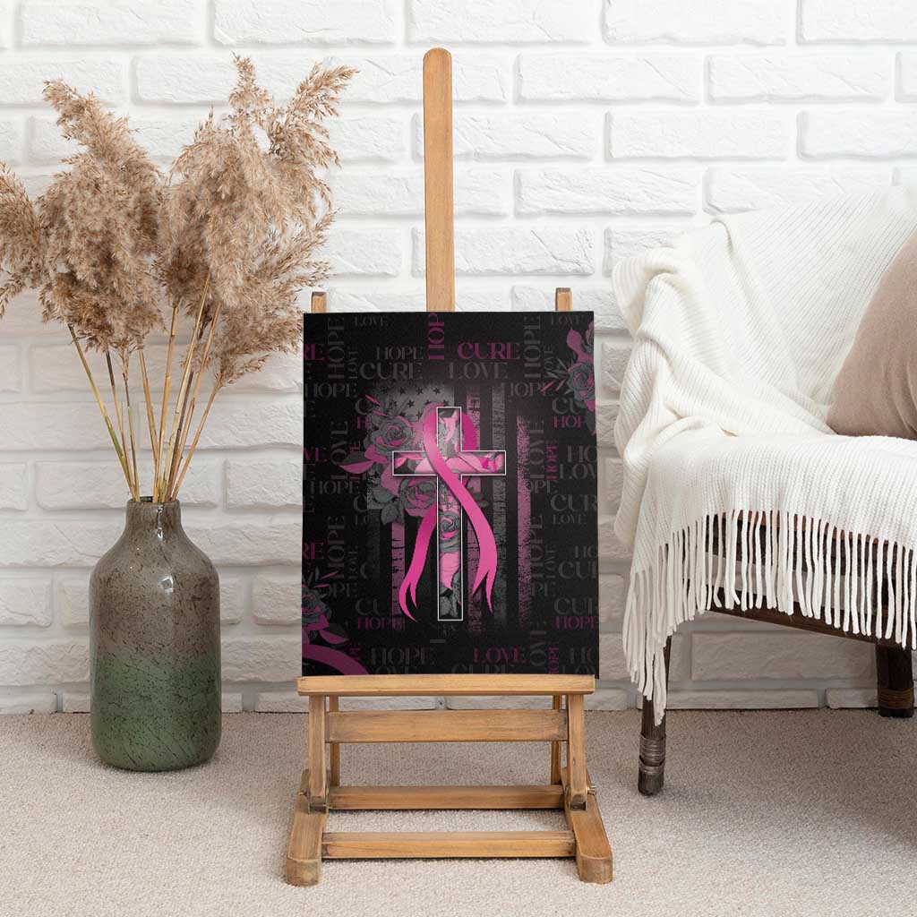 American Breast Cancer Canvas Wall Art Hope And Cure Cross - Wonder Print Shop