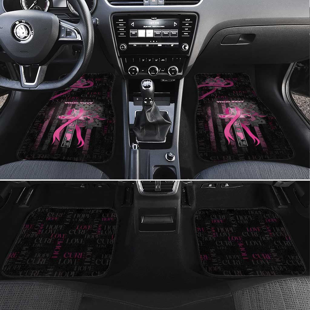 Personalized American Breast Cancer Car Mats Hope And Cure Cross - Wonder Print Shop