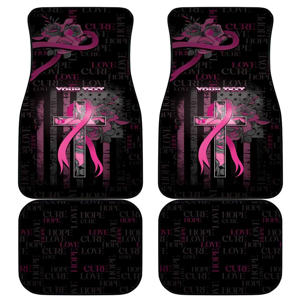 Personalized American Breast Cancer Car Mats Hope And Cure Cross - Wonder Print Shop