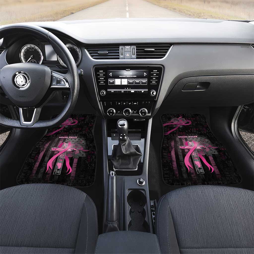 Personalized American Breast Cancer Car Mats Hope And Cure Cross - Wonder Print Shop