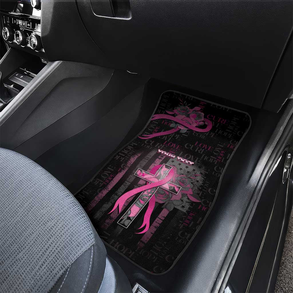 Personalized American Breast Cancer Car Mats Hope And Cure Cross - Wonder Print Shop