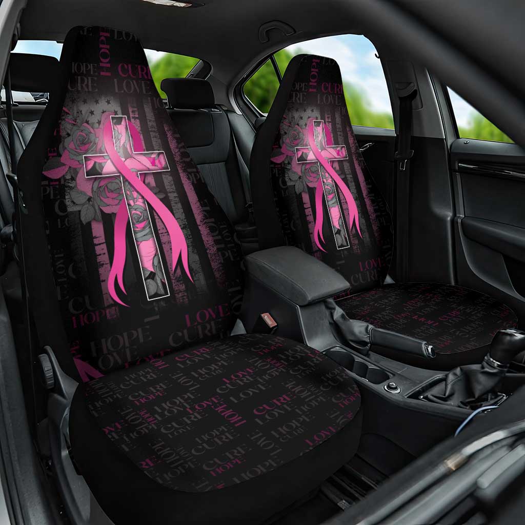 American Breast Cancer Car Seat Cover Hope And Cure Cross - Wonder Print Shop