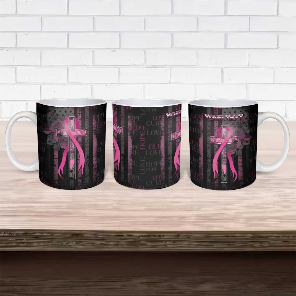 Personalized American Breast Cancer Ceramic Mug Hope And Cure Cross - Wonder Print Shop