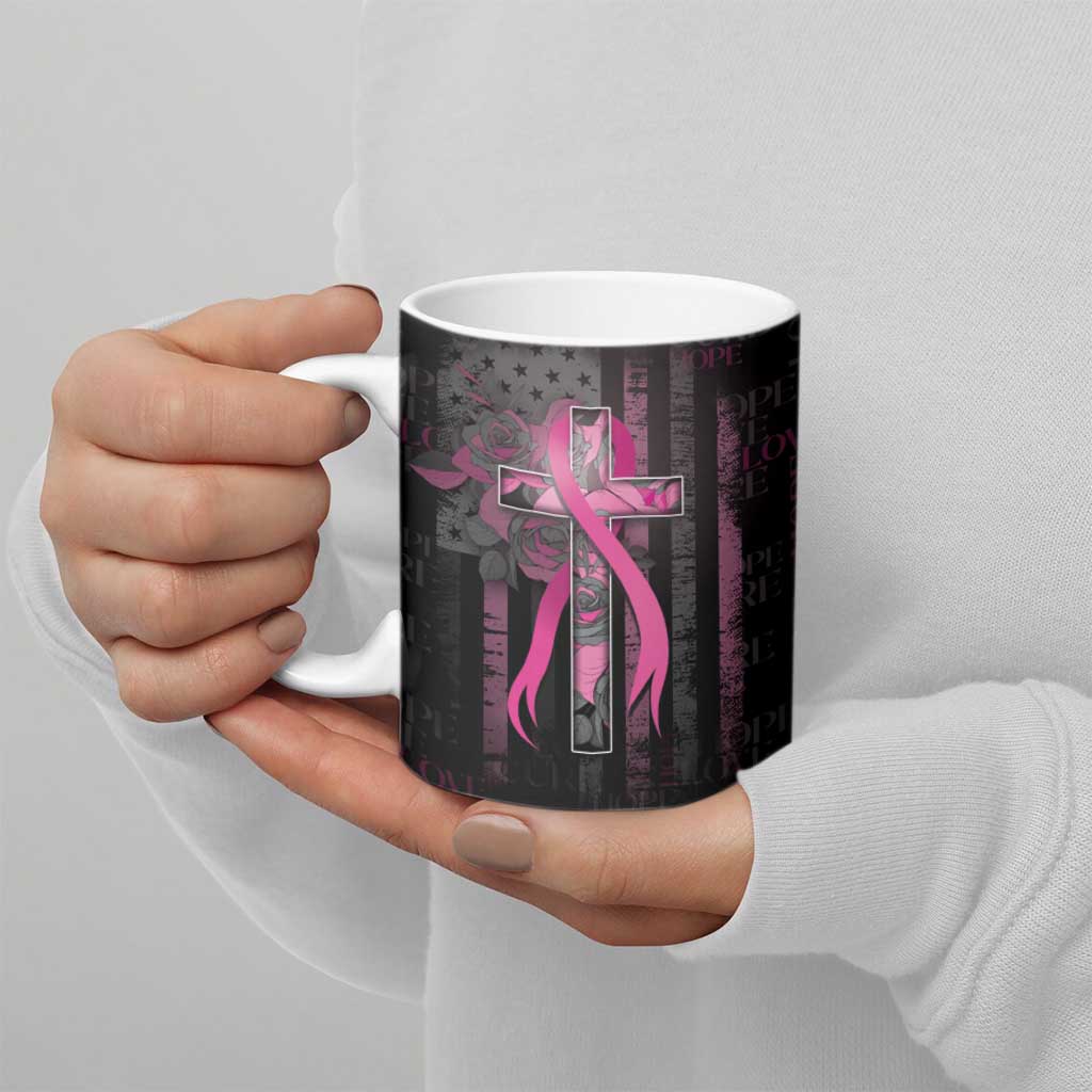 Personalized American Breast Cancer Ceramic Mug Hope And Cure Cross - Wonder Print Shop