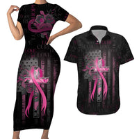 Personalized American Breast Cancer Couples Matching Short Sleeve Bodycon Dress and Hawaiian Shirt Hope And Cure Cross - Wonder Print Shop