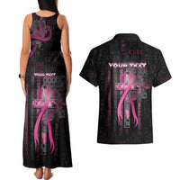 Personalized American Breast Cancer Couples Matching Tank Maxi Dress and Hawaiian Shirt Hope And Cure Cross - Wonder Print Shop