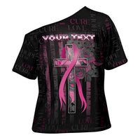 Personalized American Breast Cancer Cross Shoulder Shirt Hope And Cure Cross - Wonder Print Shop