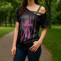 Personalized American Breast Cancer Cross Shoulder Shirt Hope And Cure Cross - Wonder Print Shop