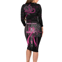 Personalized American Breast Cancer Family Matching Long Sleeve Bodycon Dress and Hawaiian Shirt Hope And Cure Cross - Wonder Print Shop