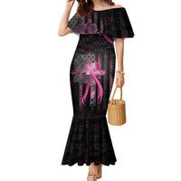Personalized American Breast Cancer Family Matching Mermaid Dress and Hawaiian Shirt Hope And Cure Cross - Wonder Print Shop