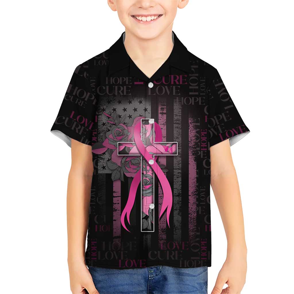 Personalized American Breast Cancer Family Matching Mermaid Dress and Hawaiian Shirt Hope And Cure Cross - Wonder Print Shop