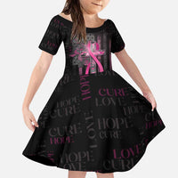 Personalized American Breast Cancer Family Matching Off The Shoulder Long Sleeve Dress and Hawaiian Shirt Hope And Cure Cross - Wonder Print Shop