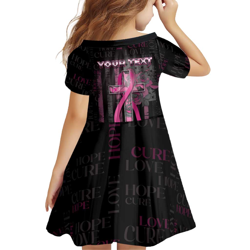 Personalized American Breast Cancer Family Matching Off The Shoulder Long Sleeve Dress and Hawaiian Shirt Hope And Cure Cross - Wonder Print Shop