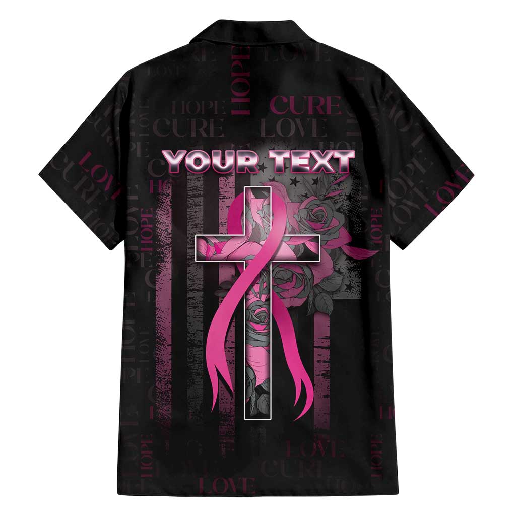 Personalized American Breast Cancer Family Matching Off The Shoulder Long Sleeve Dress and Hawaiian Shirt Hope And Cure Cross - Wonder Print Shop