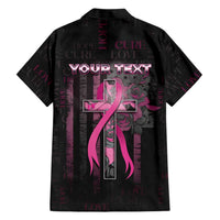 Personalized American Breast Cancer Family Matching Off The Shoulder Long Sleeve Dress and Hawaiian Shirt Hope And Cure Cross - Wonder Print Shop