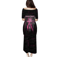 Personalized American Breast Cancer Family Matching Puletasi and Hawaiian Shirt Hope And Cure Cross - Wonder Print Shop