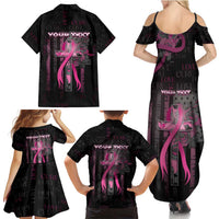 Personalized American Breast Cancer Family Matching Summer Maxi Dress and Hawaiian Shirt Hope And Cure Cross - Wonder Print Shop
