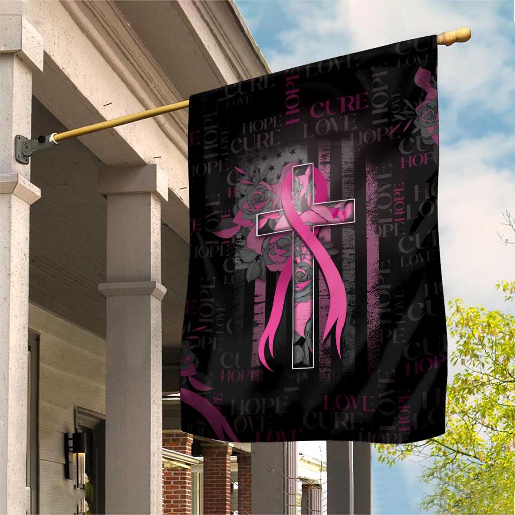 American Breast Cancer Garden Flag Hope And Cure Cross - Wonder Print Shop